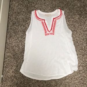 Loft large embroidered detail multi-fabric shirt